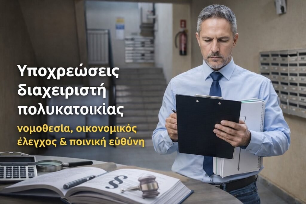 Υποχρεώσεις διαχειριστή πολυκατοικίας. Νομοθεσία, οικονομικός έλεγχος και ποινικές ευθύνες